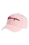 Champion Classic Script Baseball Cap In Pink Candy