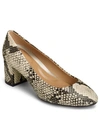 Aerosoles Eye Candy Block Heel Pumps Women's Shoes In Natural Snake Print