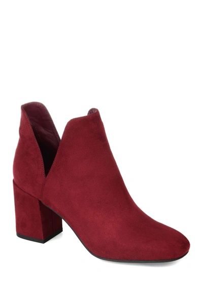 Journee Collection Gwenn Womens Faux Suede Square Toe Booties In Burgundy