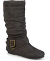 Journee Collection Women's Wide Calf Shelley Buckles Boots In Grey
