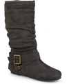 Journee Collection Women's Shelley Wide Calf Rouched Buckle Mid Shaft Boots In Grey