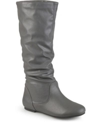 Journee Collection Women's Jayne Extra Wide Calf Slouchy Knee High Boots In Grey