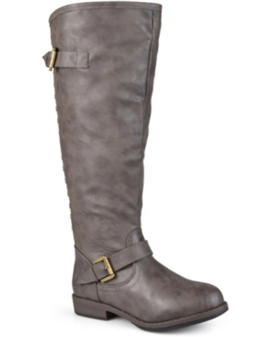 Journee Collection Women's Wide Calf Spokane Studded Boot Women's Shoes In Taupe