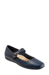 Trotters Sugar Womens Leather Padded Insole Mary Janes In Navy