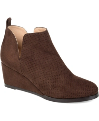 Journee Collection Mylee Perforated Wedge Bootie In Brown