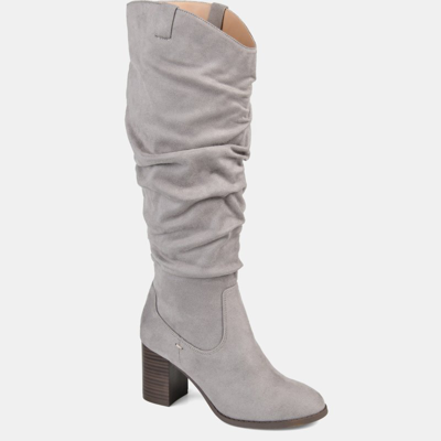 Journee Collection Aneil Ruched Tall Boot In Gray