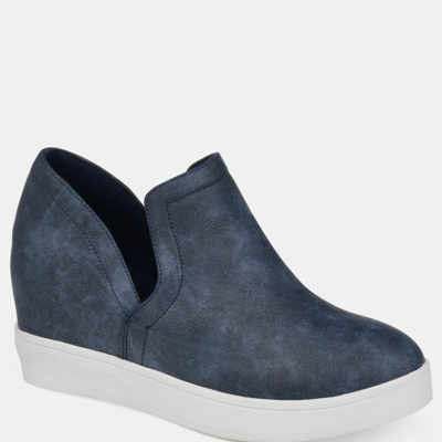 Journee Collection Collection Women's Cardi Wide Width Sneaker Wedge In Blue