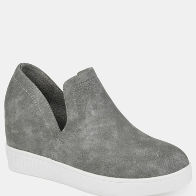Journee Collection Women's Cardi Cut-out Platform Wedge Sneakers In Grey