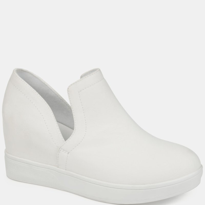 Journee Collection Women's Cardi Cut-out Platform Wedge Sneakers In White
