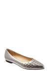 Trotters Estee Woven Womens Leather Slip On Ballet Flats In Silver-tone