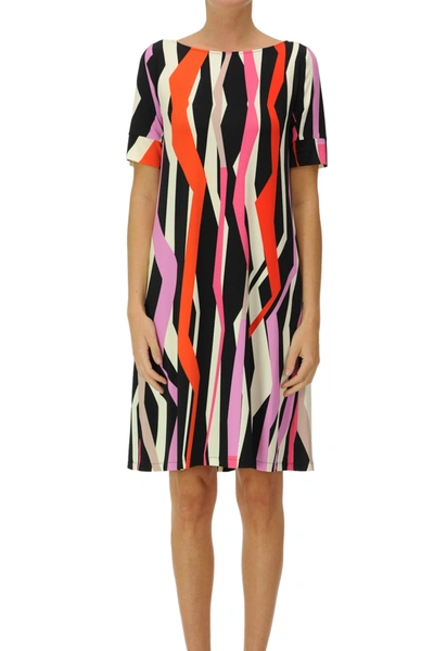 1 One Optical Print Jersey Dress In Multicoloured