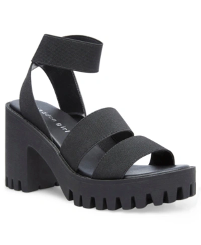 Madden Girl Omega Two-piece Platform Dress Sandals In Black Fabr