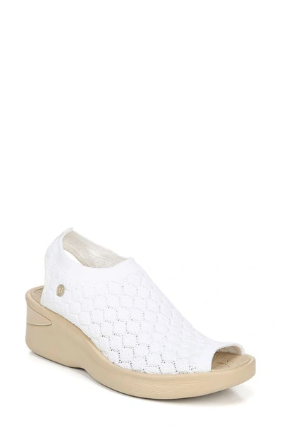 Bzees Secret Washable Wedge Sandals Women's Shoes In White Crochet Fabric