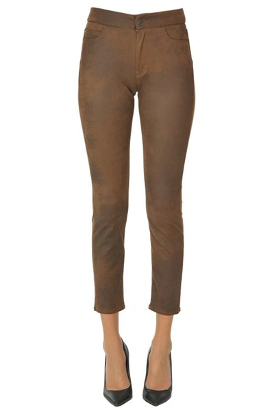 Atelier Cigala's Suede Effect Skinny Trousers In Brown