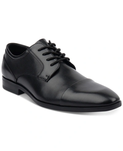 Alfani Men's Faux-leather Lace-up Cap-toe Dress Shoes, Created For Macy's Men's Shoes In Black