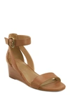 Aerosoles Willowbrook Ankle Strap Wedge Sandal In Tan Leather