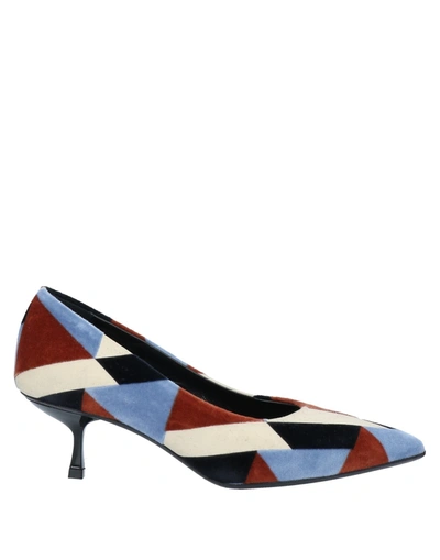 Ncub Printed Velvet Pumps In Beige