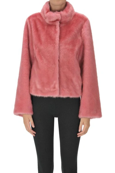 Nenette Cropped Eco-fur In Pink