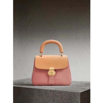 Burberry Bi-colour Leather Top Handle Bag In Ash Rose/pale Clementine