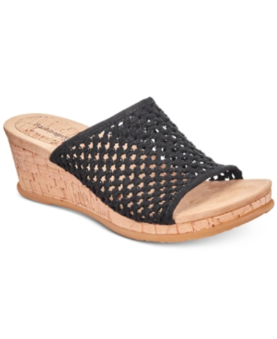 Baretraps Flossey Platform Slide Wedge Sandals Women's Shoes In Black