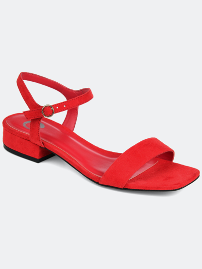 Journee Collection Beyla Womens Ankle Strap Square Toe Pumps In Red