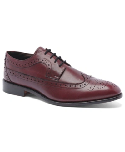 Anthony Veer Men's Ford Quarter Brogue Oxford Lace-up Dress Shoe Men's Shoes In Red