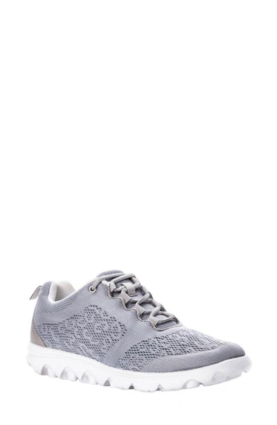 Propét Travelactiv Knit Lace-up Sneaker In Silver