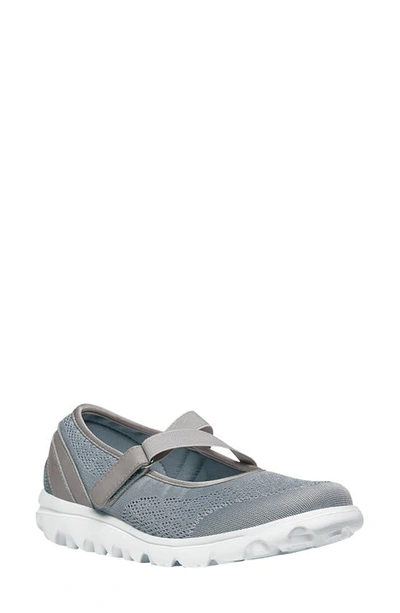Propét Travelactiv Womens Mesh Mary Jane Walking Shoes In Silver Fabric