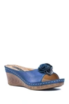 Gc Shoes Sydney Floral Platform Wedge Sandal In Blue