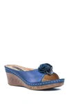 Gc Shoes Sydney Floral Platform Wedge Sandal In Navy
