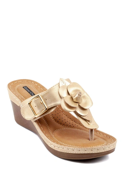 Gc Shoes Women's Flora Wedge Sandal In Gold