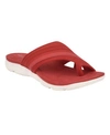 Easy Spirit Women's Lola Square Toe Casual Toe Ring Flat Sandals Women's Shoes In Red