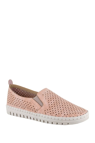 Easy Street Fresh Womens Faux Leather Perforated Loafers In Blush