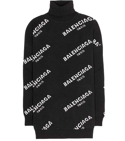Balenciaga Oversized Intarsia Wool-blend Turtleneck Sweater In Eoir |  ModeSens