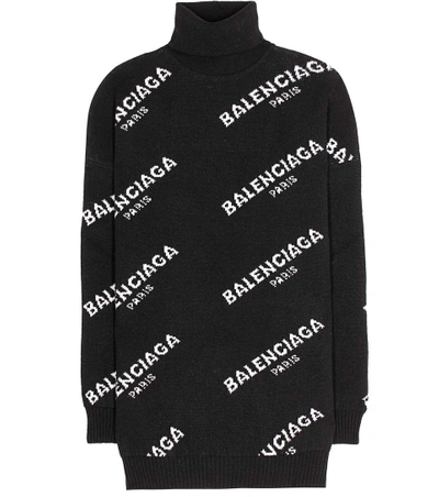 Balenciaga Oversized Intarsia Wool-blend Turtleneck Sweater In