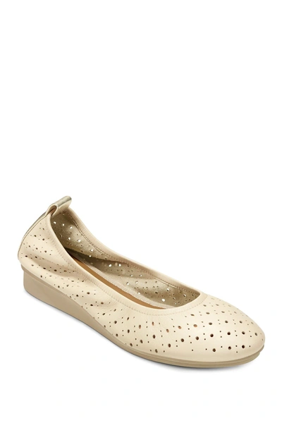 Aerosoles Wooster Perforated Leather Ballet Flat In Bone Leather