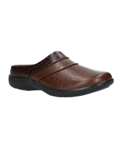 Easy Street Swing Comfort Mules Women's Shoes In Tan-brown Croco