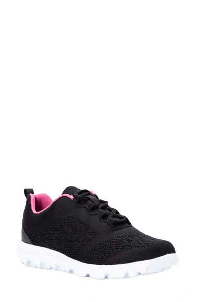 Propét Women's Travelactive Sneaker Women's Shoes In Black/ Berry Fabric