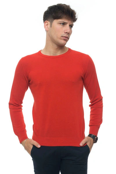 Andrea Fenzi Round-neck Pullover Coral Red Cotton Man