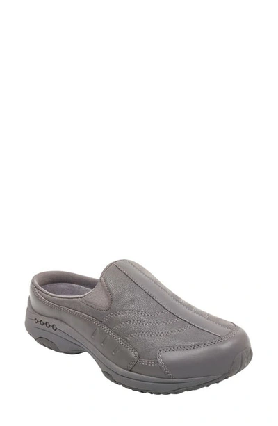 Easy Spirit Women's Traveltime Round Toe Casual Slip-on Mules In Grey Patent Leather
