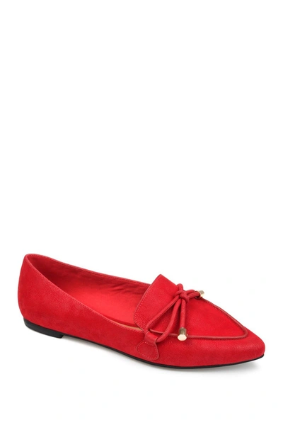 Journee Collection Muriel Womens Faux Leather Slip On Loafers In Red
