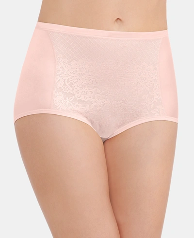 Vanity Fair Smoothing Comfort With Lace Brief Underwear 13262, Also Available In Extended Sizes In Damask Neutral (nude )