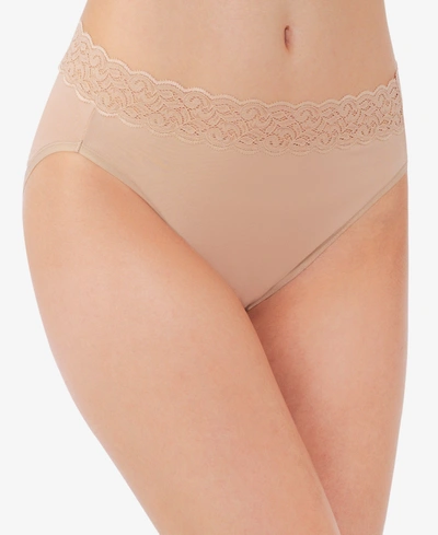 Vanity Fair Flattering Cotton Lace Stretch Brief Underwear 13396, Also Available In Extended Sizes In Honey Beige