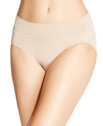 Warner's No Pinches No Problems Striped Hi Cut Brief Underwear Rt5501p In Toasted Almond (nude )