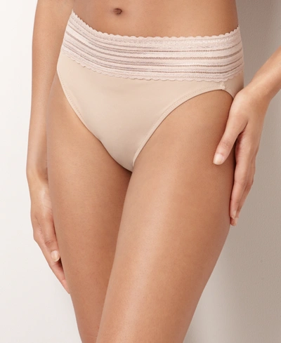 Warner's No Pinching No Problems Lace Hi-cut Brief Underwear 5109 In Toasted Almond (nude )