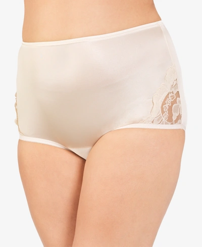 Vanity Fair Perfectly Yours Lace Nouveau Nylon Brief Underwear 13001, Extended Sizes Available In Fawn