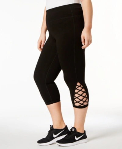 Ideology Women's Essentials Cutout Cropped Leggings, Created For Macy's In Classic Black