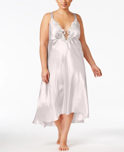 Flora By Flora Nikrooz Plus Size Satin Stella Lingerie Nightgown In Almond