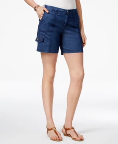 Style & Co Women's Comfort-waist Cargo Shorts, Created For Macy's In Medium Chambray