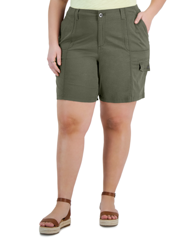 Style & Co Plus Size Comfort-waist Cargo Shorts, Created For Macy's In Olive Sprig